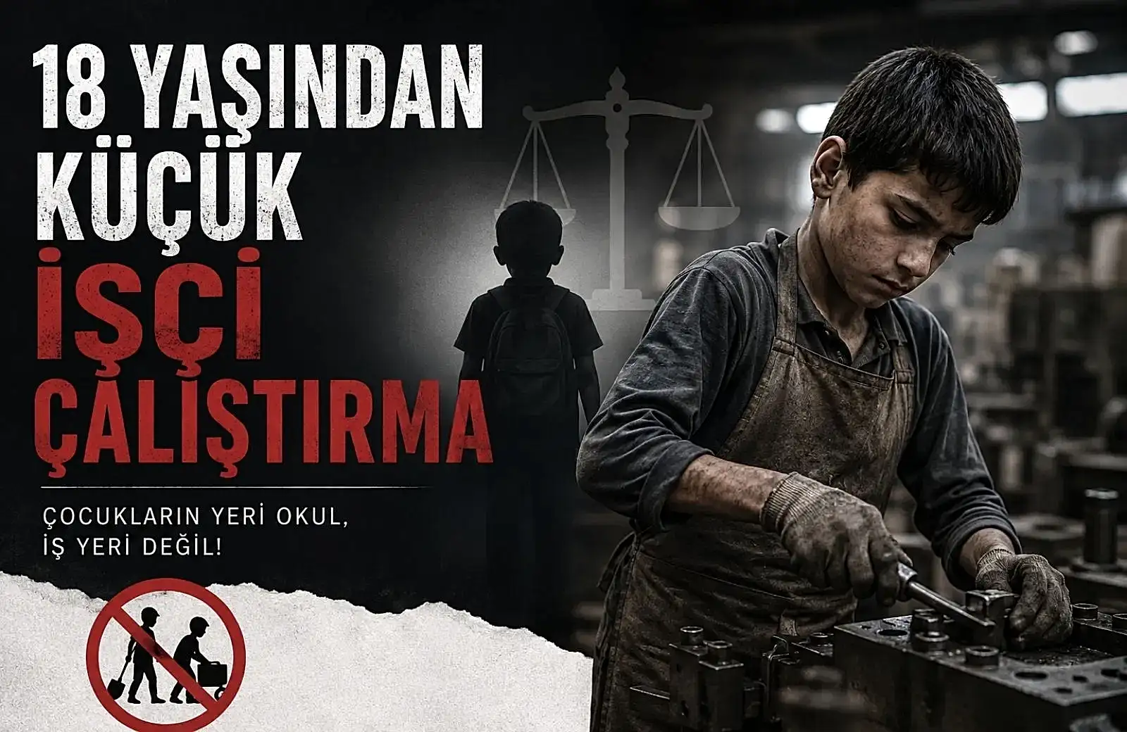 Bir fabrikada çalışan 18 yaşından küçük genç işçi